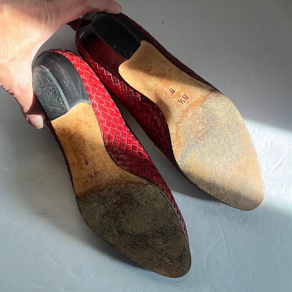 COLE HAAN Cognac tan leather woven slip on Handmade in Italy - Picture 8 of 8